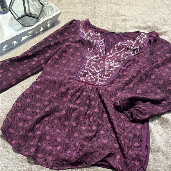 One September Embroidered Purple Women's Top, Size XS - Picture 1 of 5